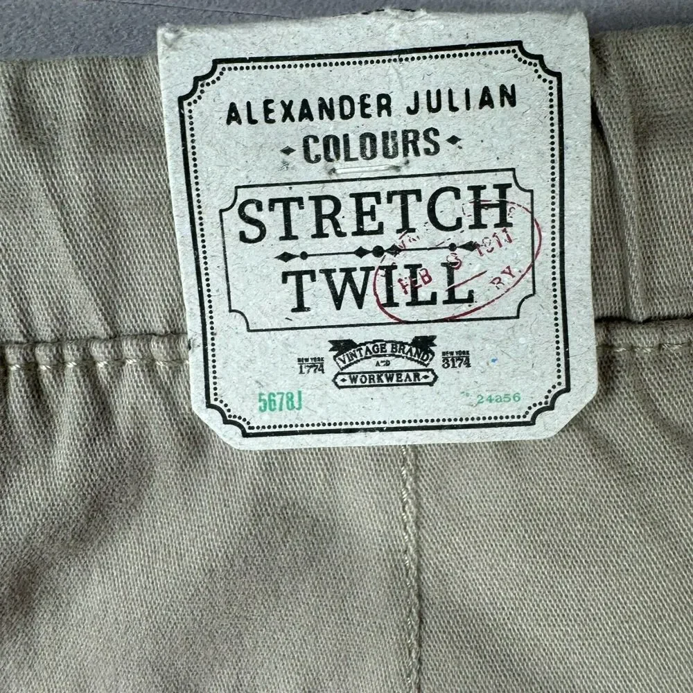 NEW Alexander Julian‎ Colours Stretch Pants Mens XL Khaki Golf Sail Drawstring